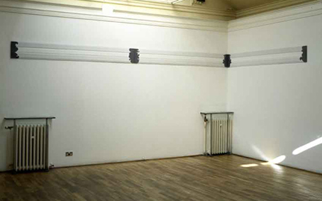 'Castles in the Air' exhibition at Tricycle Gallery 1995 showing wall installation titled 'deep Frieze'